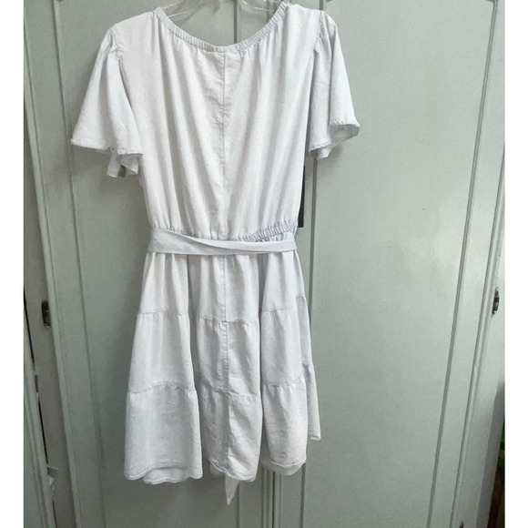 Lane Bryant Size 20 Womens Light Chambray Belted Dress Tiered Ruffle Lightweight - Picture 5 of 6